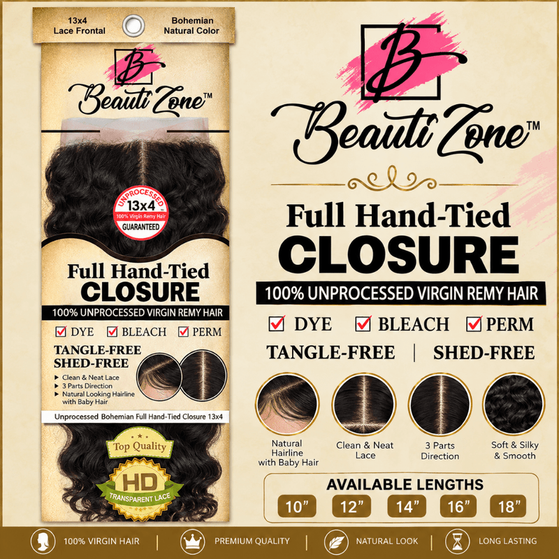 Dressmaker Virgin Remy Bohemian Lace Frontal 13x4 Natural Color, Dressmaker, Beautizone UK