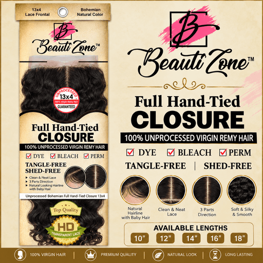 Dressmaker Virgin Remy Bohemian Lace Frontal 13x4 Natural Color, Dressmaker, Beautizone UK