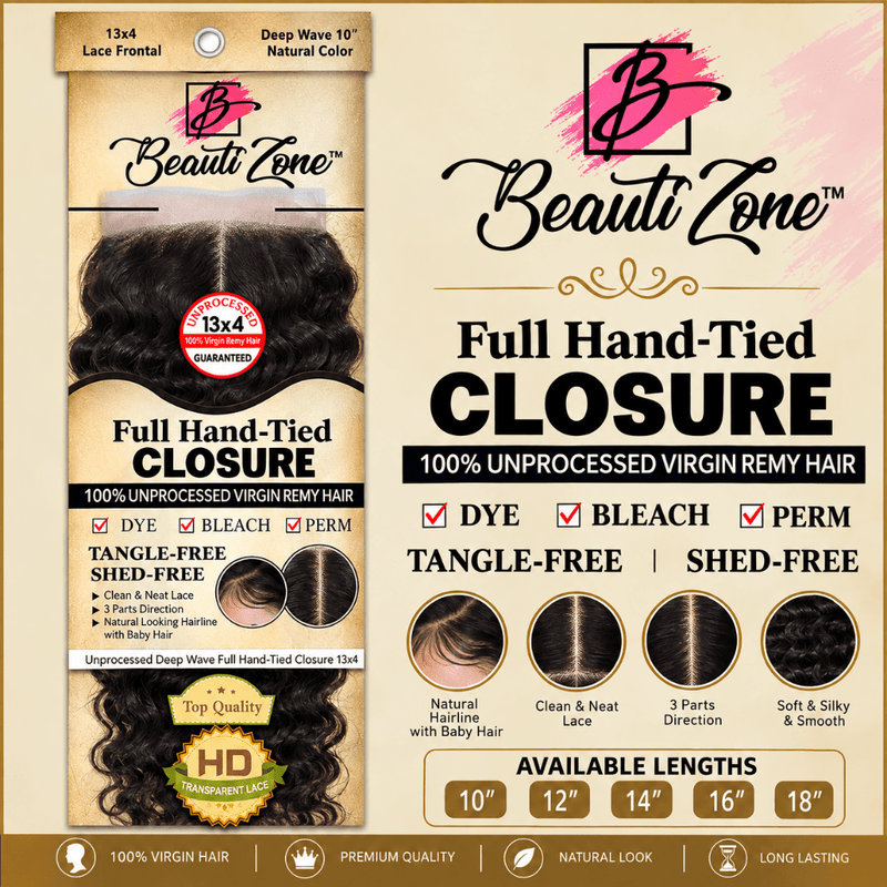 Dressmaker Virgin Remy Deep Wave Lace Frontal 13x4 Natural Color, Dressmaker, Beautizone UK