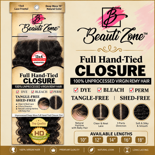 Dressmaker Virgin Remy Deep Wave Lace Frontal 13x4 Natural Color, Dressmaker, Beautizone UK