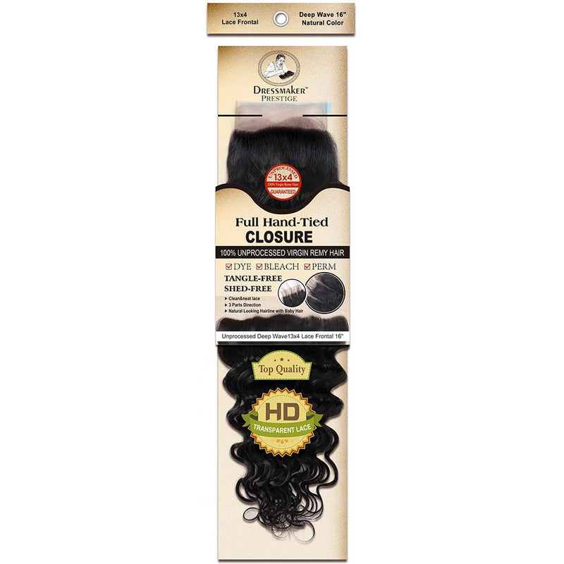 Dressmaker Virgin Remy Deep Wave Lace Frontal 13x4 Natural Color, Dressmaker, Beautizone UK