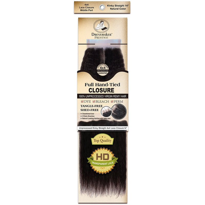 Dressmaker Virgin Remy Kinky Straight Lace Closure 4x4 Middle Part Natural Color, Dressmaker, Beautizone UK