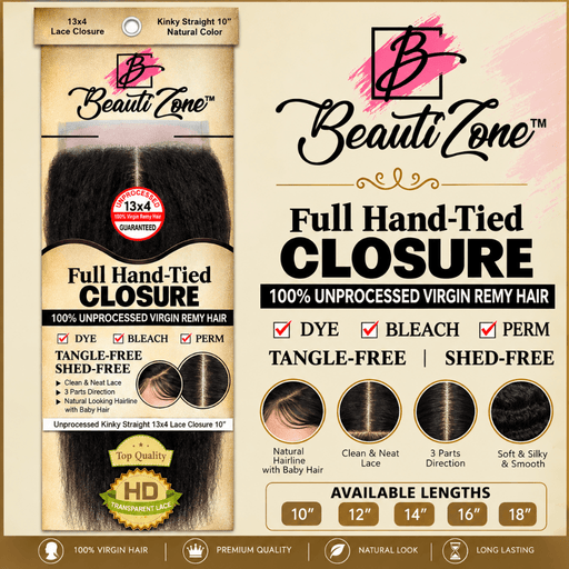 Dressmaker Virgin Remy Kinky Straight Lace Frontal 13x4 Natural Color, Dressmaker, Beautizone UK