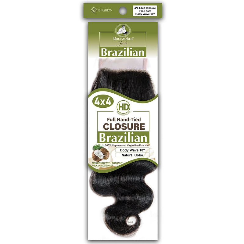 Dressmaker Youth Virgin Brazilian Free Part Lace Closure 4x4 Body Wave, Dressmaker, Beautizone UK