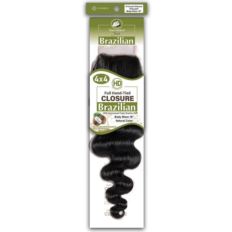 Dressmaker Youth Virgin Brazilian Free Part Lace Closure 4x4 Body Wave, Dressmaker, Beautizone UK