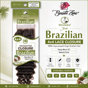 Dressmaker Youth Virgin Brazilian Free Part Lace Closure 4x4 Deep Wave, Dressmaker, Beautizone UK
