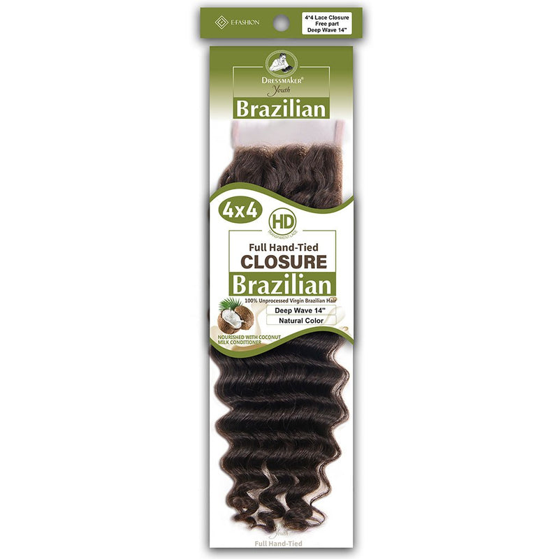 Dressmaker Youth Virgin Brazilian Free Part Lace Closure 4x4 Deep Wave, Dressmaker, Beautizone UK