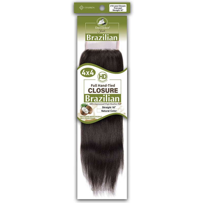 Dressmaker Youth Virgin Brazilian Free Part Lace Closure 4x4 Straight, Dressmaker, Beautizone UK