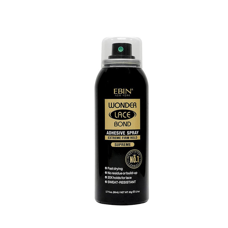 EBIN Wonder Lace Bond Adhesive Spray Black Supreme Extreme Firm Hold 80ml, EBIN NEW YORK, Beautizone UK