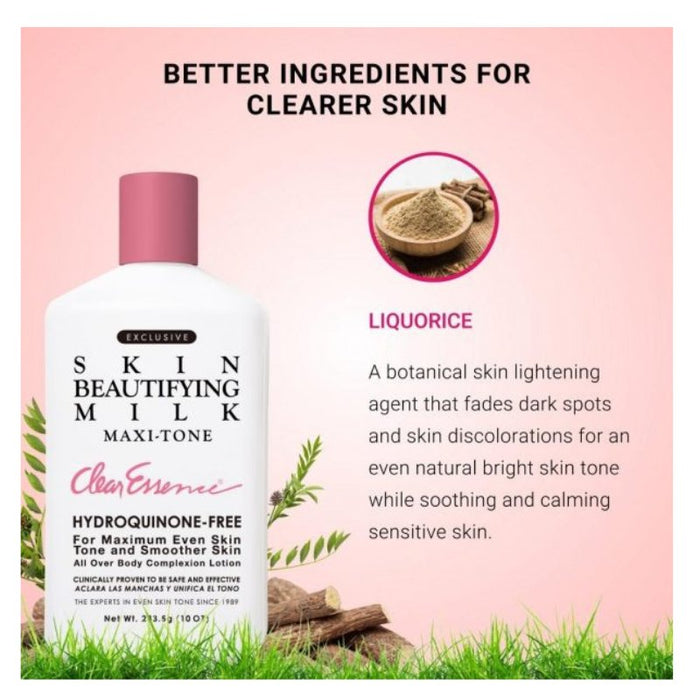 Exclusive Hydroquinone - Free Skin Beautifying Milk (283.5g/10oz), Clear Essence, Beautizone UK