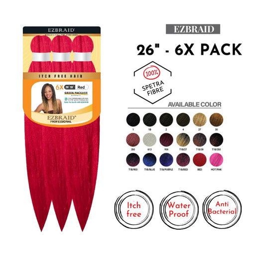 EZBraid 26" - 6X Pack Pre - Stretched Braiding Hair Solution, EZ Braid, Beautizone UK