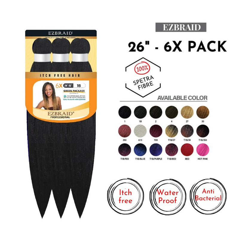 EZBraid 26" - 6X Pack Pre - Stretched Braiding Hair Solution, EZ Braid, Beautizone UK