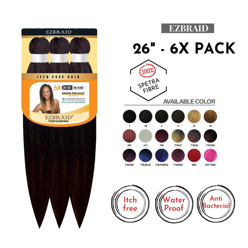EZBraid 26" - 6X Pack Pre - Stretched Braiding Hair Solution, EZ Braid, Beautizone UK