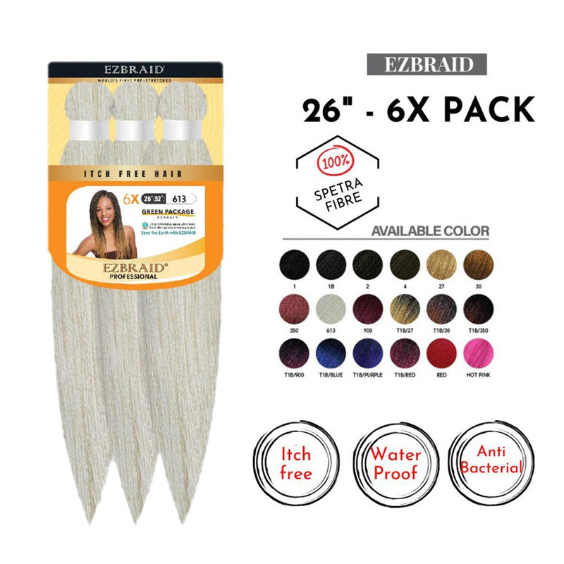 EZBraid 26" - 6X Pack Pre - Stretched Braiding Hair Solution, EZ Braid, Beautizone UK