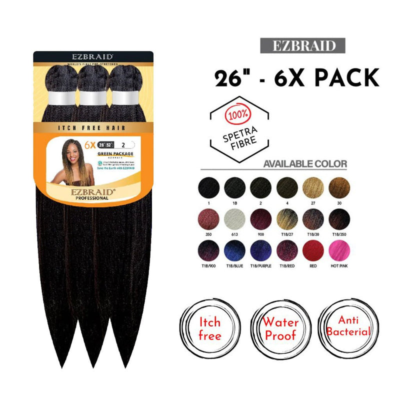 EZBraid 26" - 6X Pack Pre - Stretched Braiding Hair Solution, EZ Braid, Beautizone UK