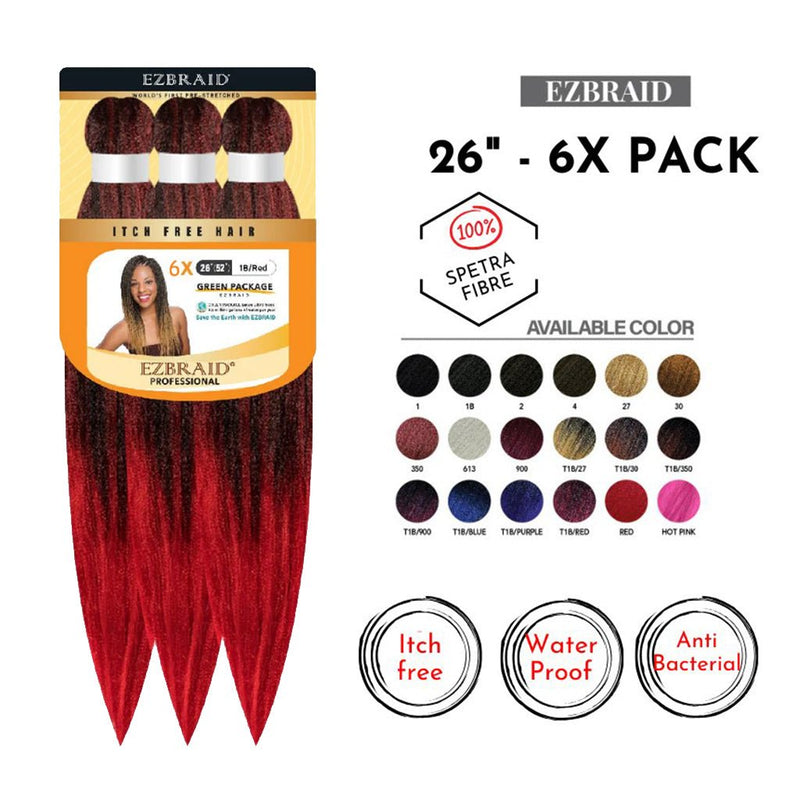 EZBraid 26" - 6X Pack Pre - Stretched Braiding Hair Solution, EZ Braid, Beautizone UK