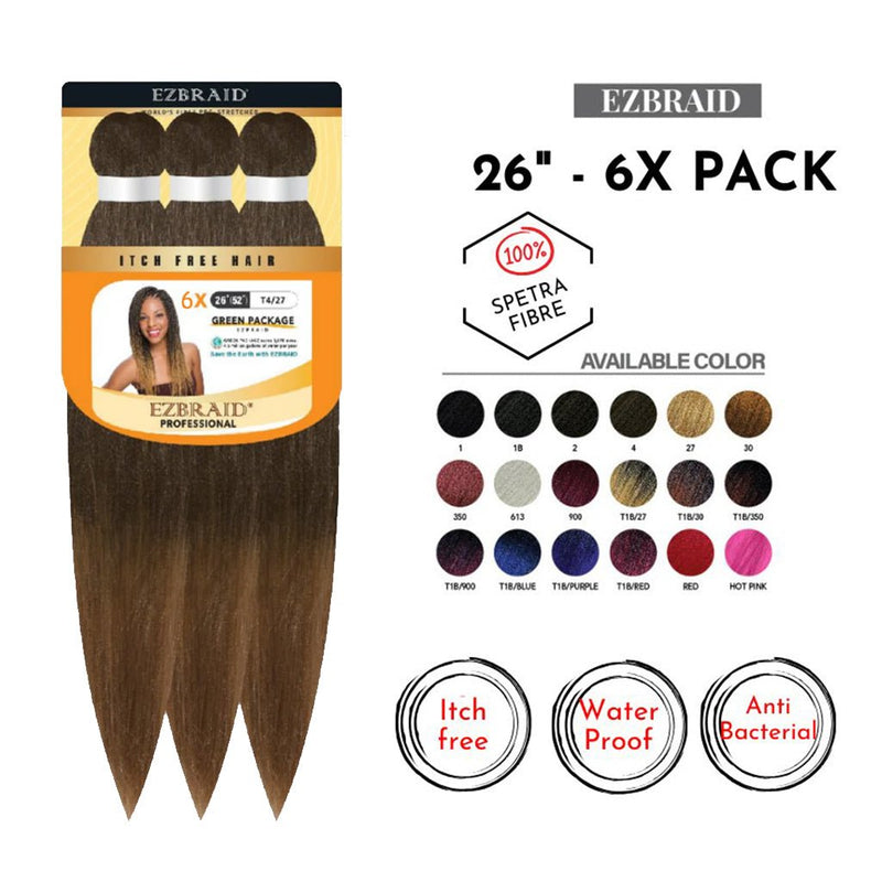 EZBraid 26" - 6X Pack Pre - Stretched Braiding Hair Solution, EZ Braid, Beautizone UK