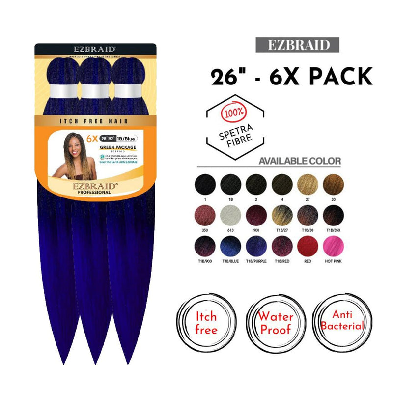 EZBraid 26" - 6X Pack Pre - Stretched Braiding Hair Solution, EZ Braid, Beautizone UK