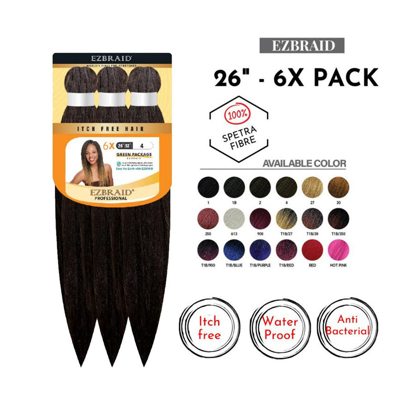EZBraid 26" - 6X Pack Pre - Stretched Braiding Hair Solution, EZ Braid, Beautizone UK