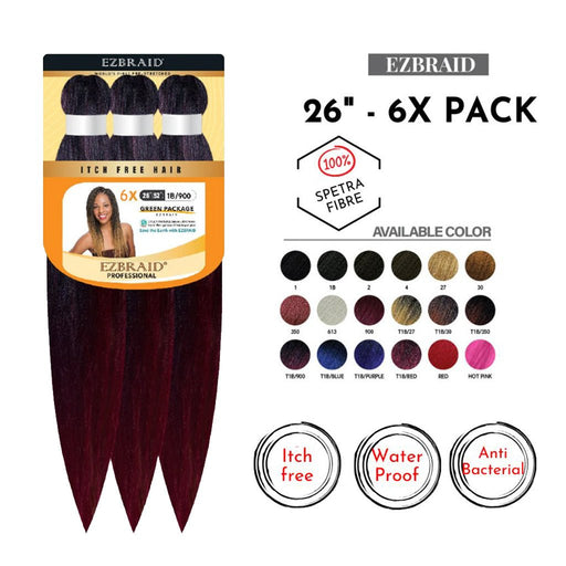 EZBraid 26" - 6X Pack Pre - Stretched Braiding Hair Solution, EZ Braid, Beautizone UK