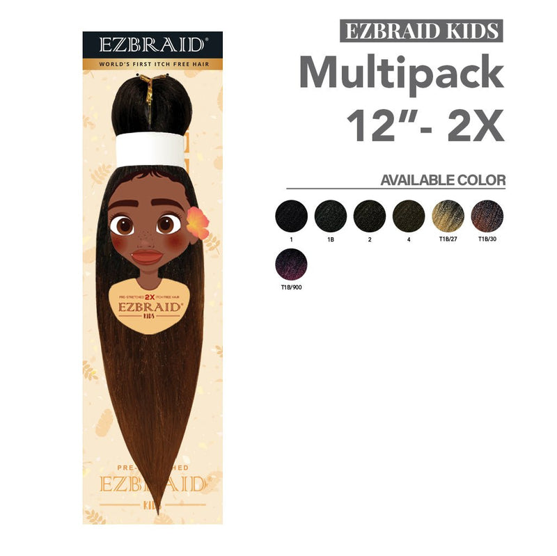 EZBRAID Spetra Fibre Pre Stretched Hair Extensions Kids 12" - 2X Value, EZ Braid, Beautizone UK