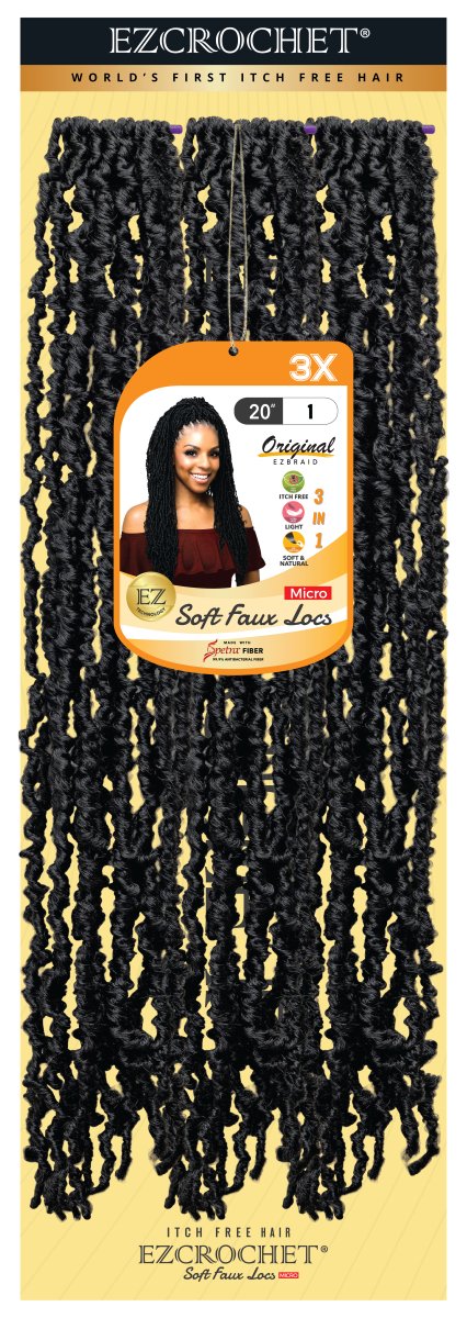 EZCROCHET Soft Faux Locs Micro 26"-3X, EZ BRAID, Beautizone UK