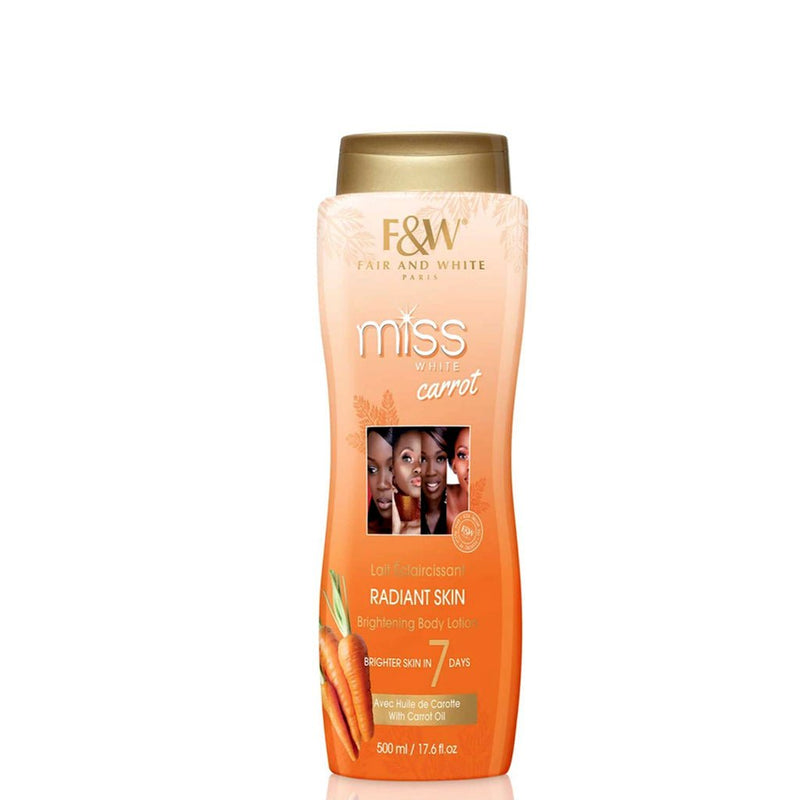 Fair & White Miss White Carrot Brightening Body Lotion 500ml, Fair & White Paris, Beautizone UK
