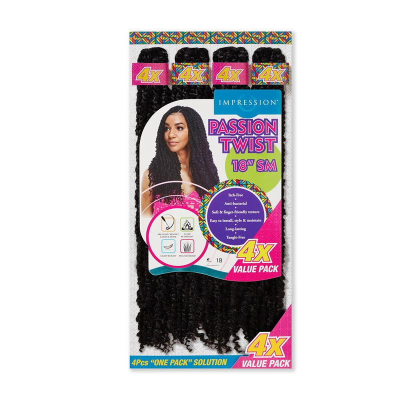 Impression Bulk l Passion Twist l Locs l Pre Looped l Crochet Hair l 4x Value Pack l 18" Lengths, Impression, Beautizone UK