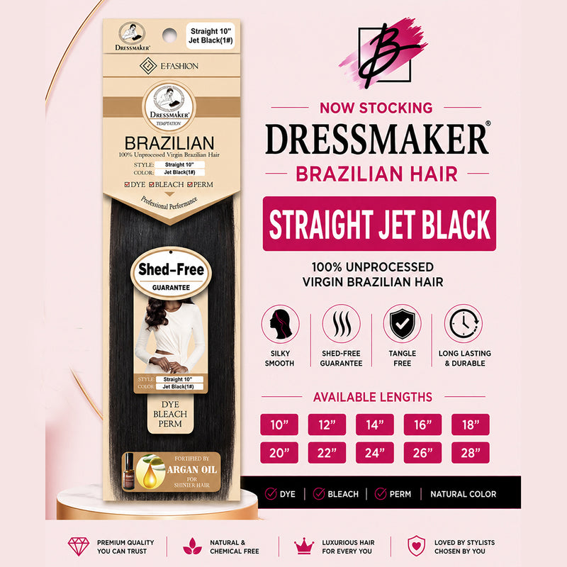Dressmaker Unprocessed Virgin Brazilian Hair Straight Weave Jet Black