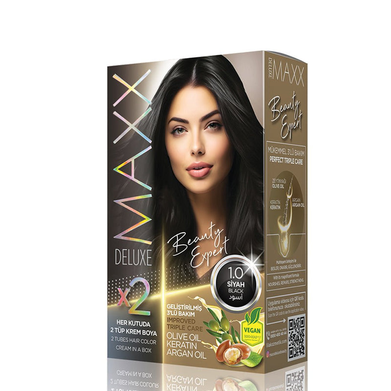 Maxx Deluxe Hair Dye 1.0 Black 50ml, Maxx Deluxe, Beautizone UK
