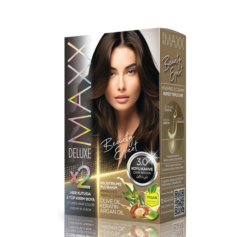 Maxx Deluxe Hair Dye 3.0 Dark Brown 50ml, Maxx Deluxe, Beautizone UK