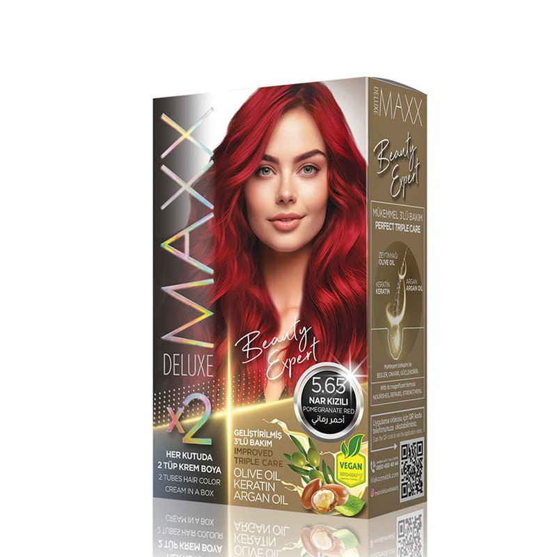 Maxx Deluxe Hair Dye 5.65 Pomegranate Red 50ml, Maxx Deluxe, Beautizone UK
