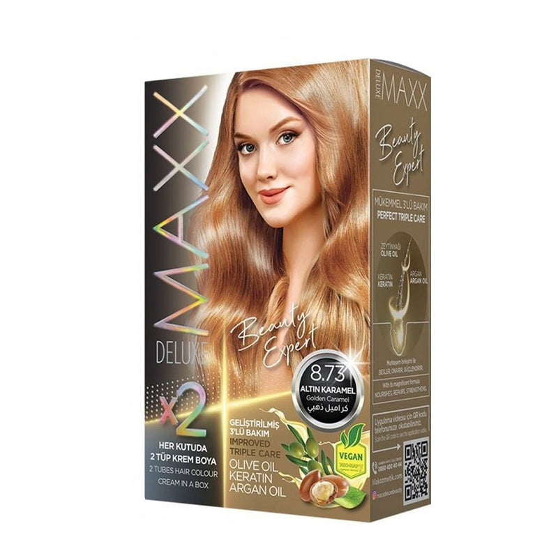 Maxx Deluxe Hair Dye 8.73 Golden Caramel 50ml, Maxx Deluxe, Beautizone UK