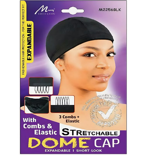 Murry Spandex Dome Cap With 3 Combs & Elastic #M2256BLK, Murry Collection, Beautizone UK