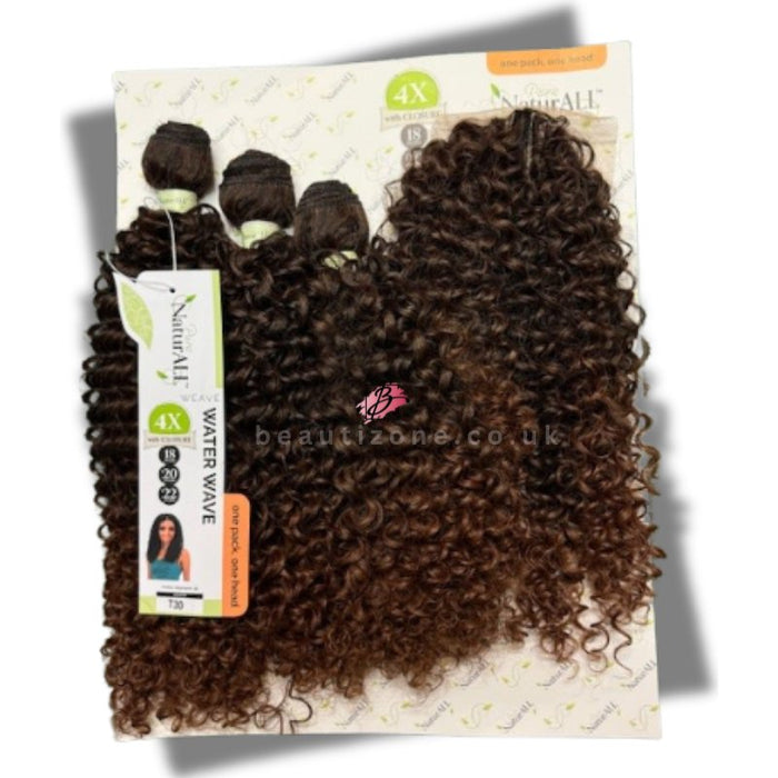 NaturALL - Water Wave 4 Pcs Weave On Hair Extensions Bundle 18"/20"/22", Naturall, Beautizone UK