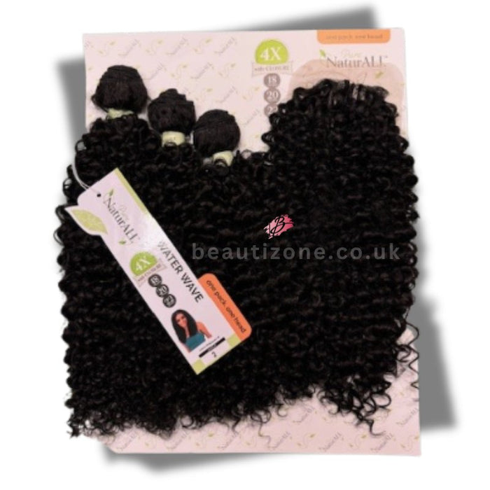 NaturALL - Water Wave 4 Pcs Weave On Hair Extensions Bundle 18"/20"/22", Naturall, Beautizone UK