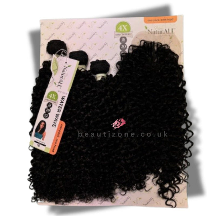 NaturALL - Water Wave 4 Pcs Weave On Hair Extensions Bundle 18"/20"/22", Naturall, Beautizone UK