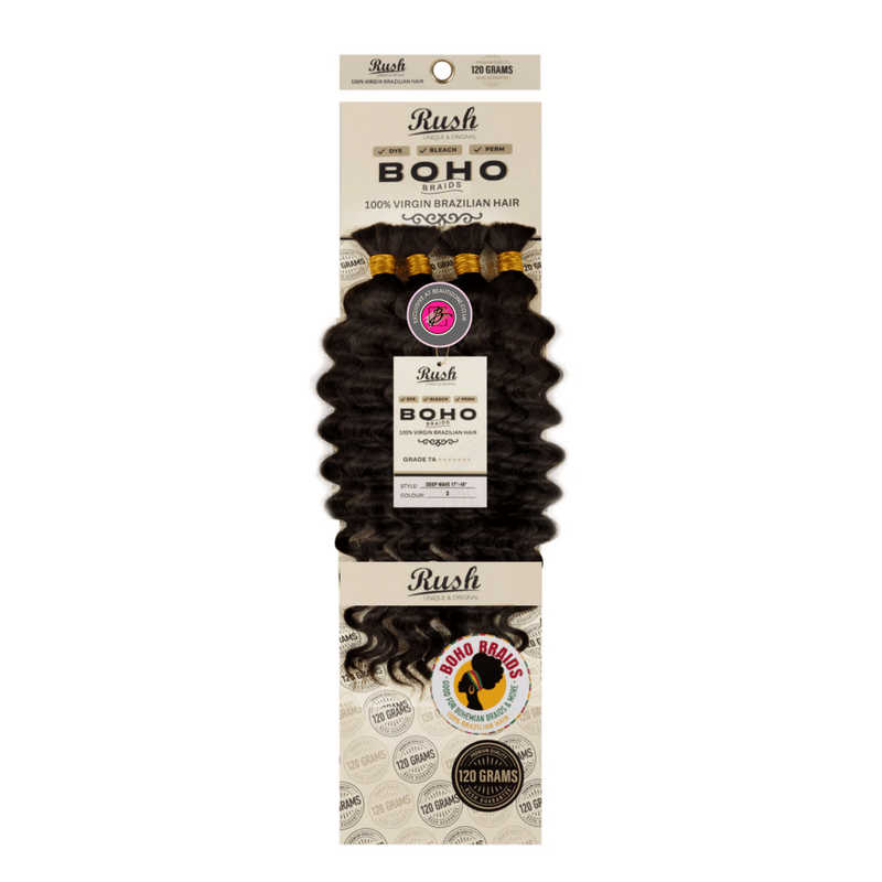Rush 100% Brazilian Boho Braid 17” - 19” Deep Wave 120g, Rush, Beautizone UK