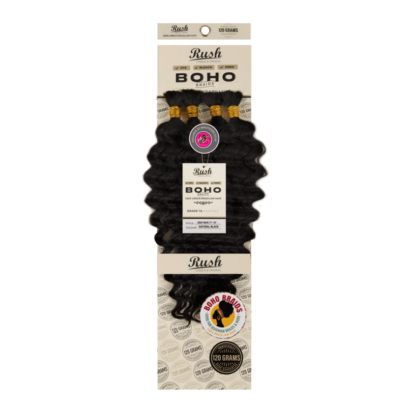 Rush 100% Brazilian Boho Braid 17” - 19” Deep Wave 120g, Rush, Beautizone UK