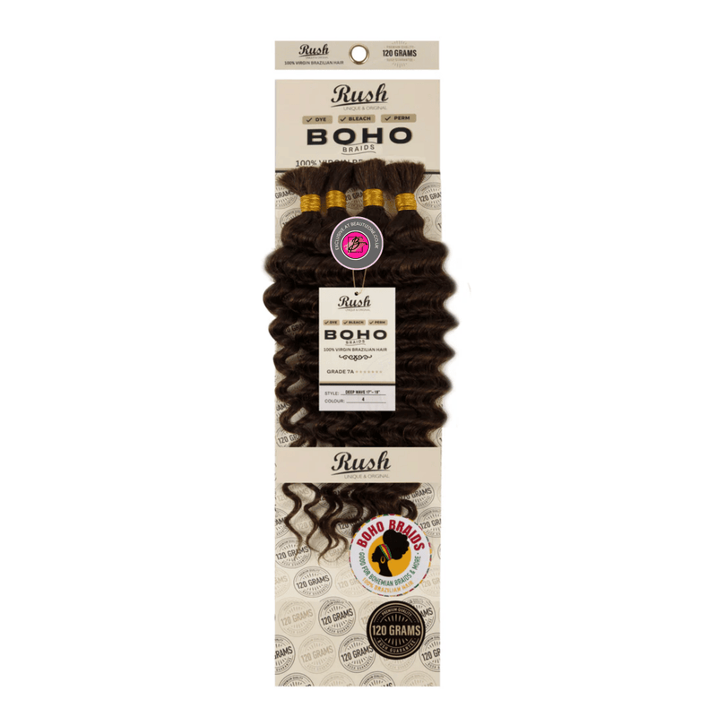 Rush 100% Brazilian Boho Braid 17” - 19” Deep Wave 120g, Rush, Beautizone UK