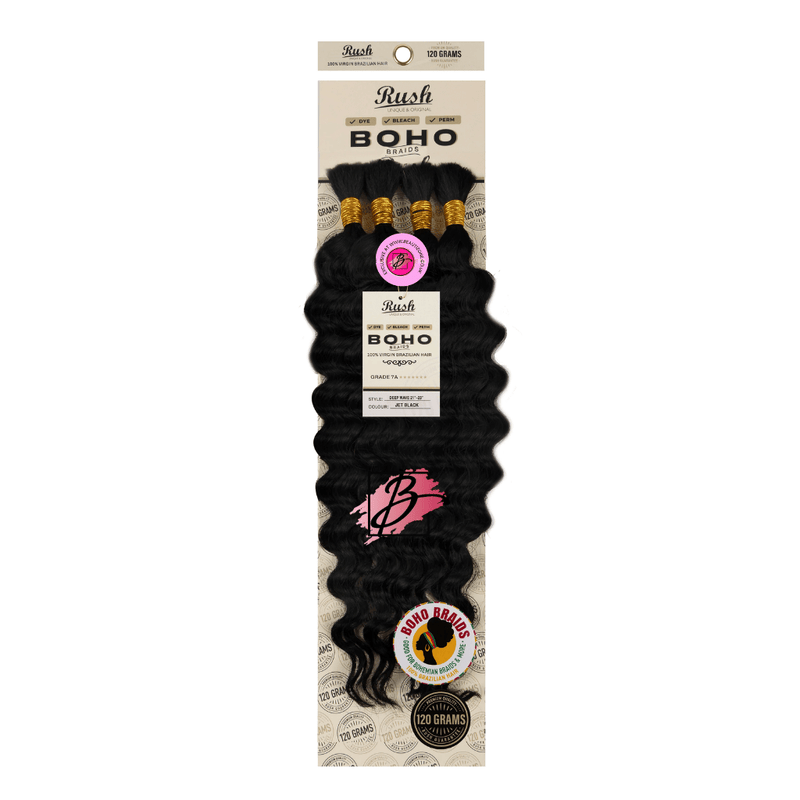 Rush 100% Brazilian Boho Braid 21” - 23” Deep Wave 120g, Rush, Beautizone UK