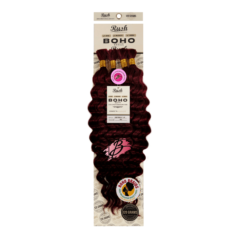 Rush 100% Brazilian Boho Braid 21” - 23” Deep Wave 120g, Rush, Beautizone UK