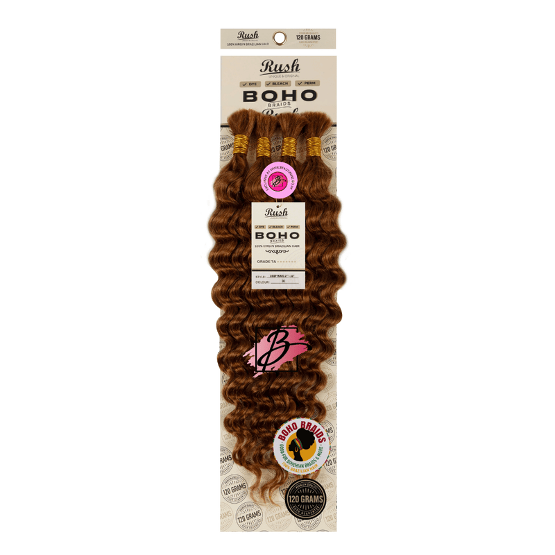 Rush 100% Brazilian Boho Braid 21” - 23” Deep Wave 120g, Rush, Beautizone UK