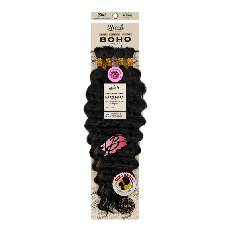 Rush 100% Brazilian Boho Braid 21” - 23” Deep Wave 120g, Rush, Beautizone UK