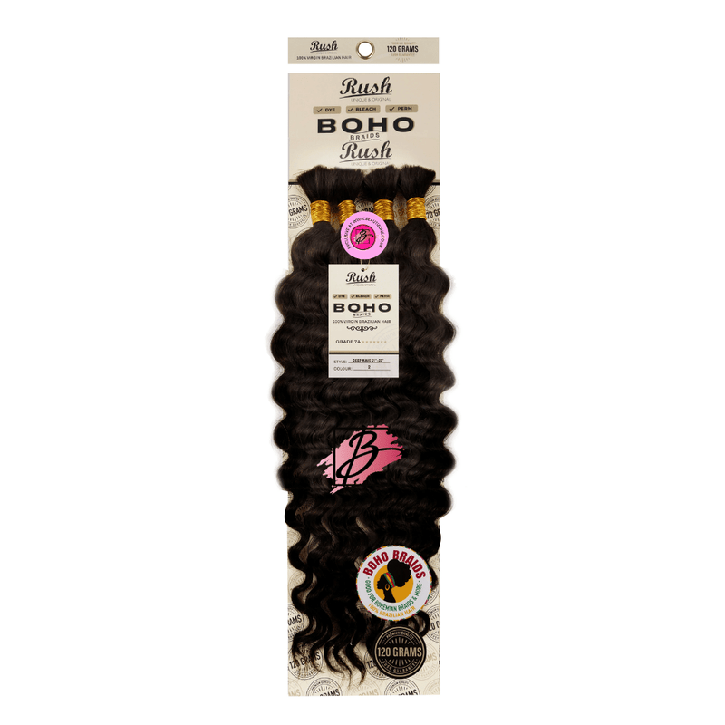 Rush 100% Brazilian Boho Braid 21” - 23” Deep Wave 120g, Rush, Beautizone UK