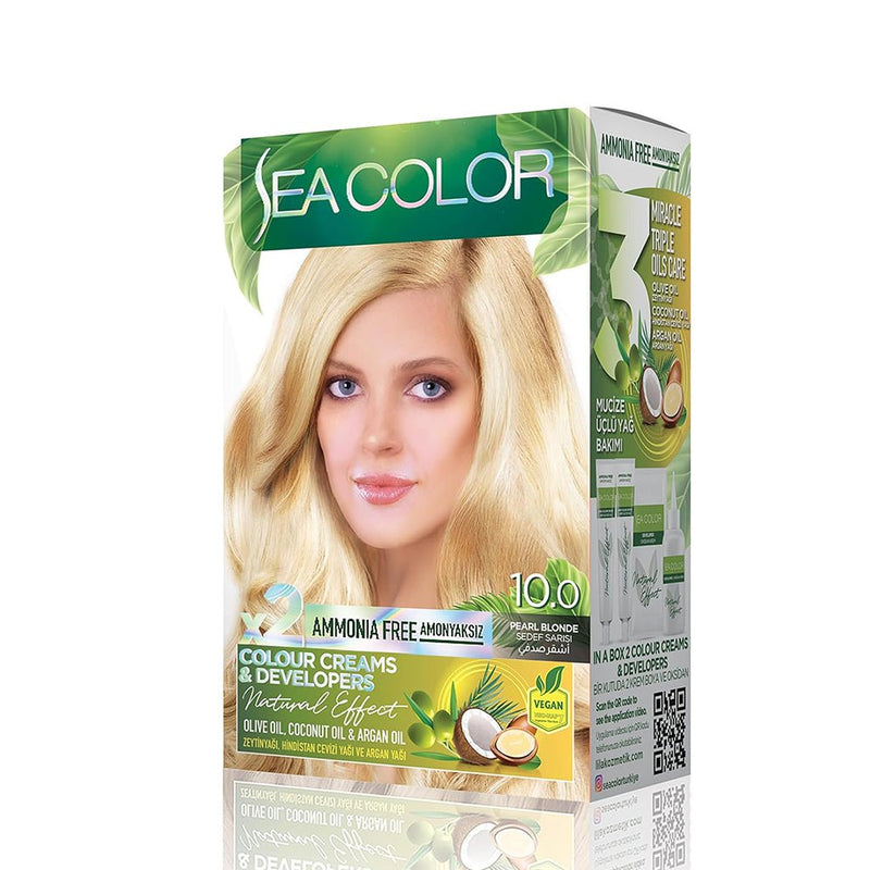 SEA COLOR Ammonia Free Nourishing Permanent Hair Dye Pearl Blonde 10.0 50ml, SEA COLOR, Beautizone UK