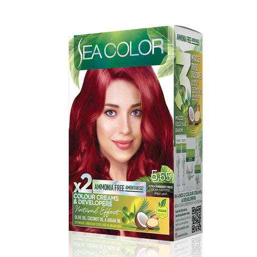 SEA COLOR Ammonia Free Permanent Hair Dye Strawberry Red 5.65 50ml, SEA COLOR, Beautizone UK