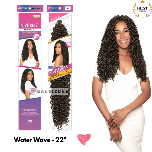 VIVITRESS Water Wave Bulk 22” Crochet Bulk Curly Hair Extensions, Smart Braid, Beautizone UK