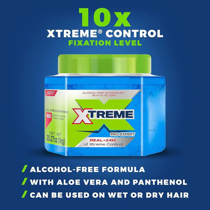 Xtreme Pro - Expert Blue Styling Hair Gel With Aloe Vera 35.27oz/1kg, Xtreme, Beautizone UK