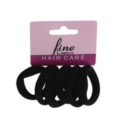 Fine Lines 6 Packs Elastic Ponytail Band Black # 6005B - Beautizone UK